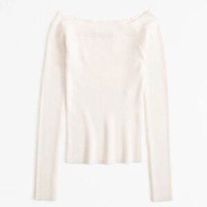Abercrombie & Fitch long sleeve off the shoulder top, cream, size medium